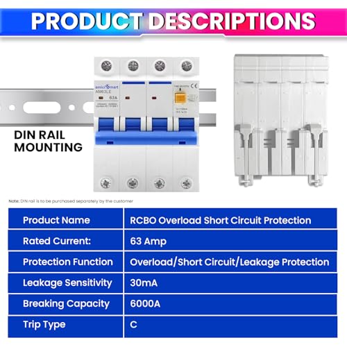 amiciSmart 3-Phase Switchable Leakage Protector with Overcurrent and Short-Circuit Protection, Shock-Proof Circuit Breaker, 80A, 220VAC - Image 5