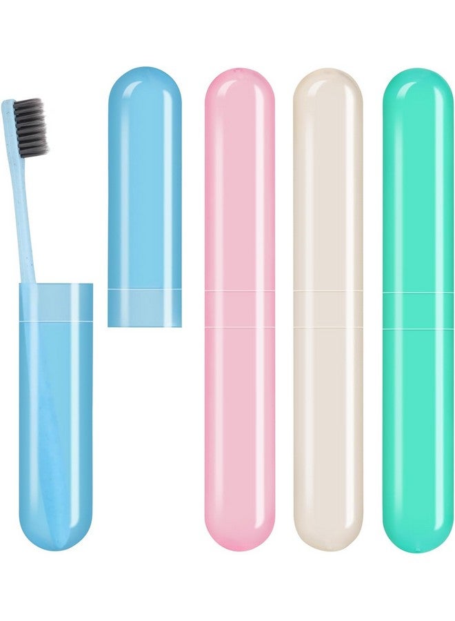 KBS Capsule Shape Travel Toothbrush Holder Cover Case Portable Storage Box (Multi-Color - Pack of 4) - Image 1