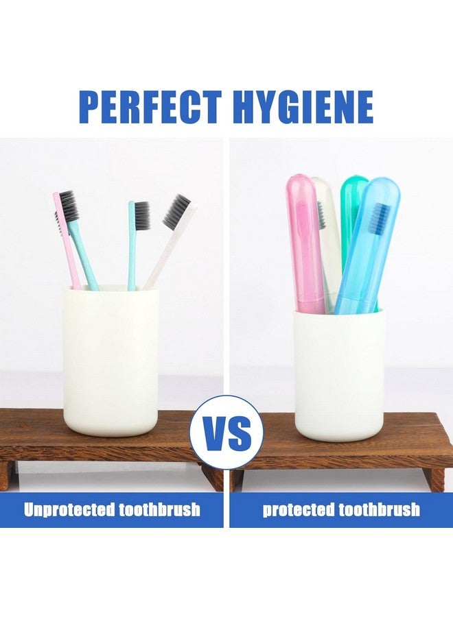 KBS Capsule Shape Travel Toothbrush Holder Cover Case Portable Storage Box (Multi-Color - Pack of 4) - Image 2