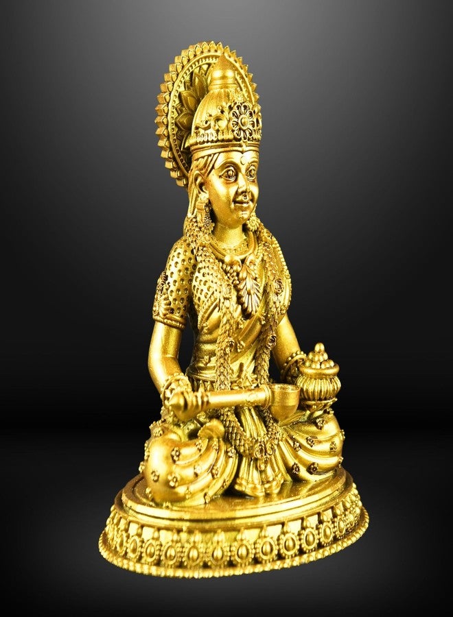 NEEANN Goddess Annapurna Statue 4.5" Material Polystone Nourishment & Abundance Annapurneshwari Murti Painted Brass & Antique Silver Look Home Office Temple Annada Annapoorna Parvati (Brass) - Image 1
