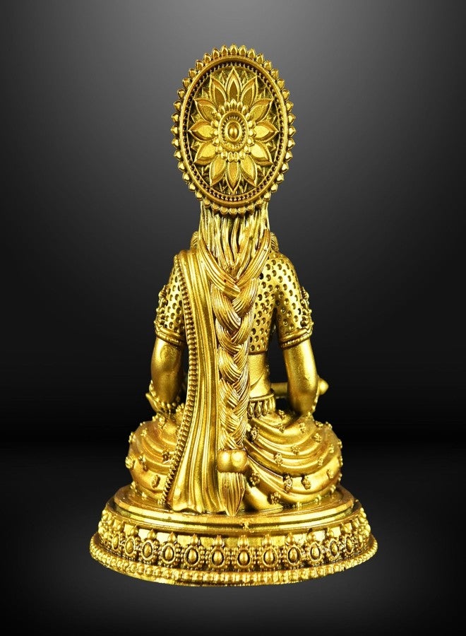 NEEANN Goddess Annapurna Statue 4.5" Material Polystone Nourishment & Abundance Annapurneshwari Murti Painted Brass & Antique Silver Look Home Office Temple Annada Annapoorna Parvati (Brass) - Image 5
