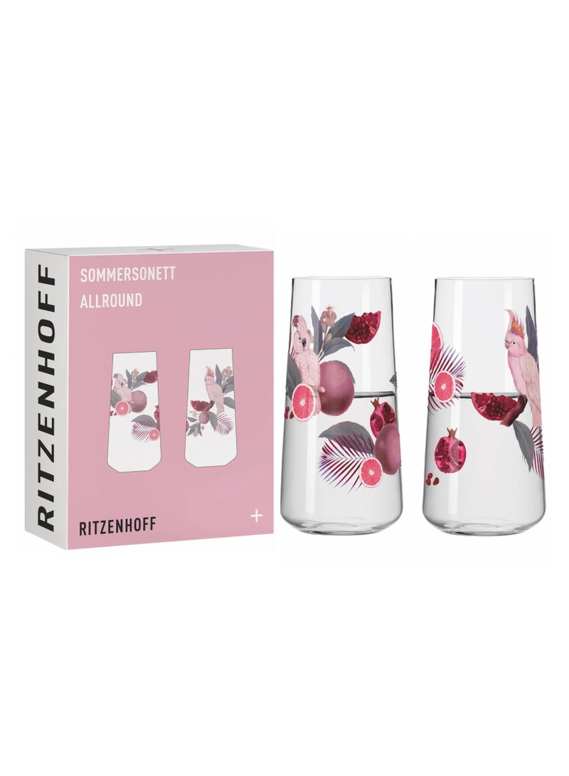 RITZENHOFF Glass Set of 2 (614 ml) – Floral Drinking Glasses for Water, Juice & Cocktails | Ramona Richter Design | Made in Germany | Everyday Use | Exclusive Gift Box - Image 1