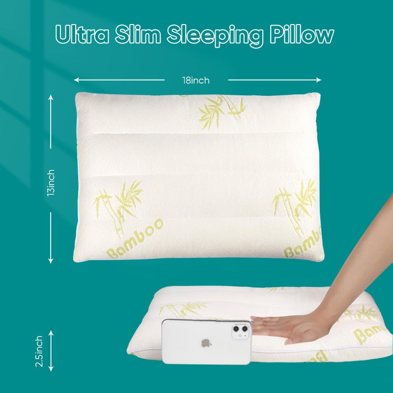 MINUPWELL Ultra Flat Small Pillow for Sleeping  18x13 in Small Pillow for Travel 7D High Support 2.5 inch Height Ultra Thin Pillows -Mini Pillow - Rayon Derived from Bamboo - Image 4