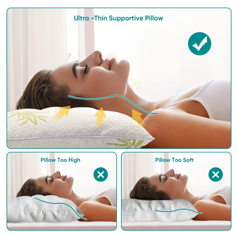 MINUPWELL Ultra Flat Small Pillow for Sleeping  18x13 in Small Pillow for Travel 7D High Support 2.5 inch Height Ultra Thin Pillows -Mini Pillow - Rayon Derived from Bamboo - Image 5