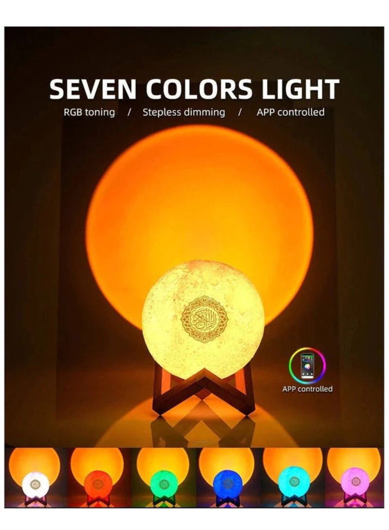 إيكوانتو مصباح القمر مصباح مكبر صوت للقرآن مصباح غروب الشمس مصباح للقرآن مصباح مكبر صوت بلوتوث قرآن كوبا مع التحكم في التطبيق والتحكم عن بعد مكبر صوت للقرآن سبعة ألوان متغيرة 8 جيجابايت - Image 3