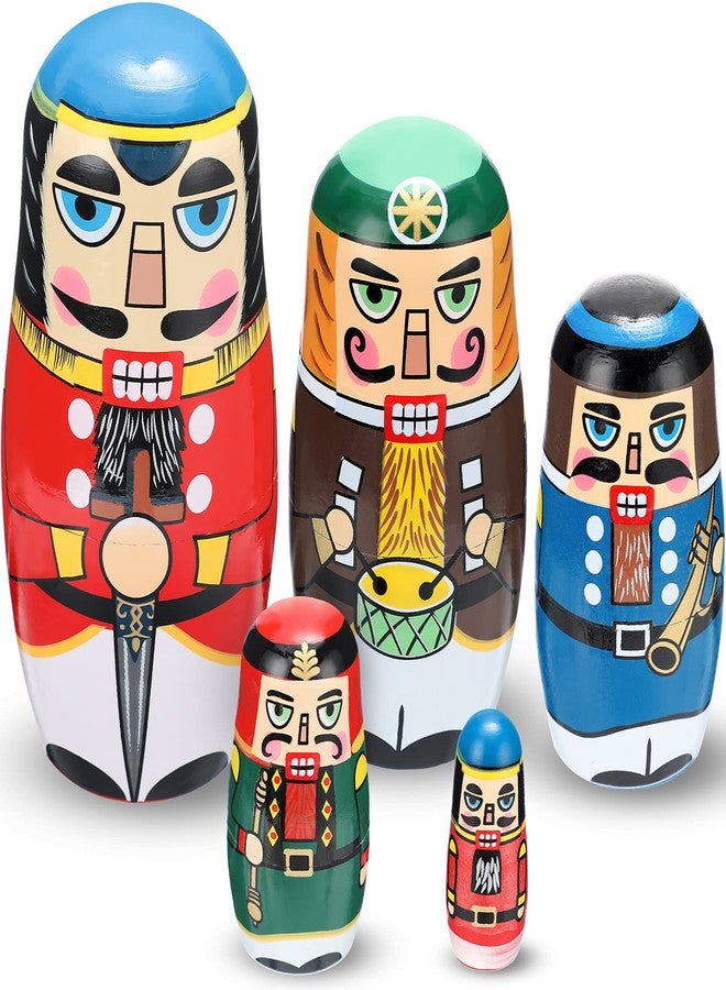 Gejoy Christmas Nesting Dolls Russian Matryoshka Dolls Wooden Handmade Nutcracker Nesting Dolls Wooden Collectible Dolls Gifts Toy Set for Adults Kids Home Decor(Classic Color,Walnut Man) - Image 1