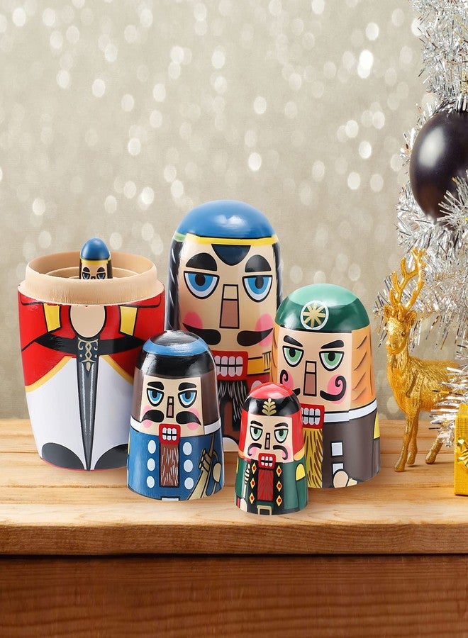 Gejoy Christmas Nesting Dolls Russian Matryoshka Dolls Wooden Handmade Nutcracker Nesting Dolls Wooden Collectible Dolls Gifts Toy Set for Adults Kids Home Decor(Classic Color,Walnut Man) - Image 5