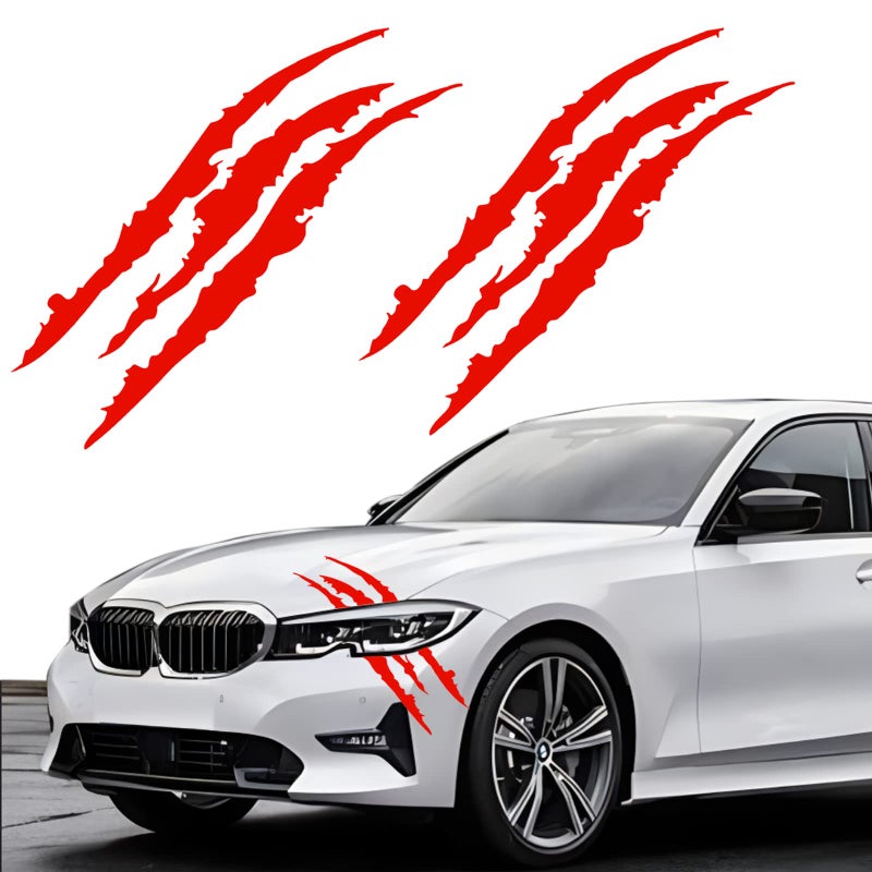 TEMI 2PCS Claw Mark Decals for Cars,Headlight Car Sticker,Stripes Scratch Decal Vinyl for Sports Cars SUV Pickup Truck Window Motorcycles ect (red) - Image 1