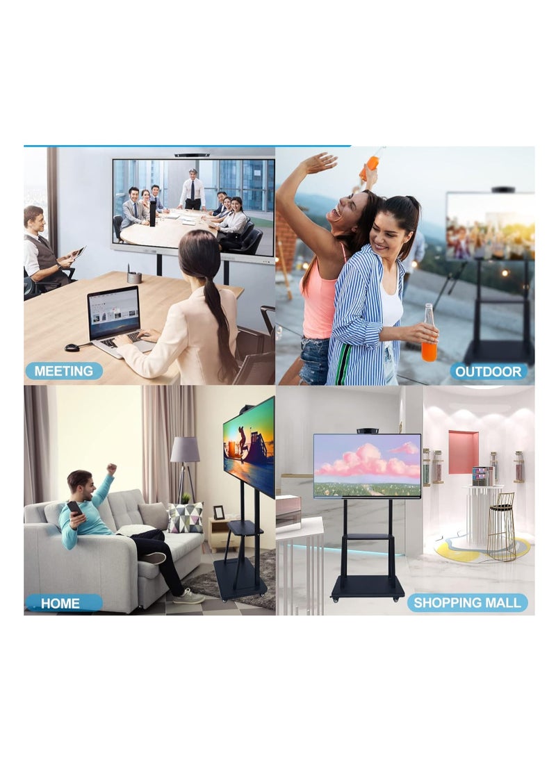 Rabos Mobile TV Stand Rolling TVs Cart with Wheels for 32-75 Inch LCD LED Flat Curved Screen TVs Height Adjustable Heavy-Duty Floor TV Stand with Sturdy Base Max - Image 3