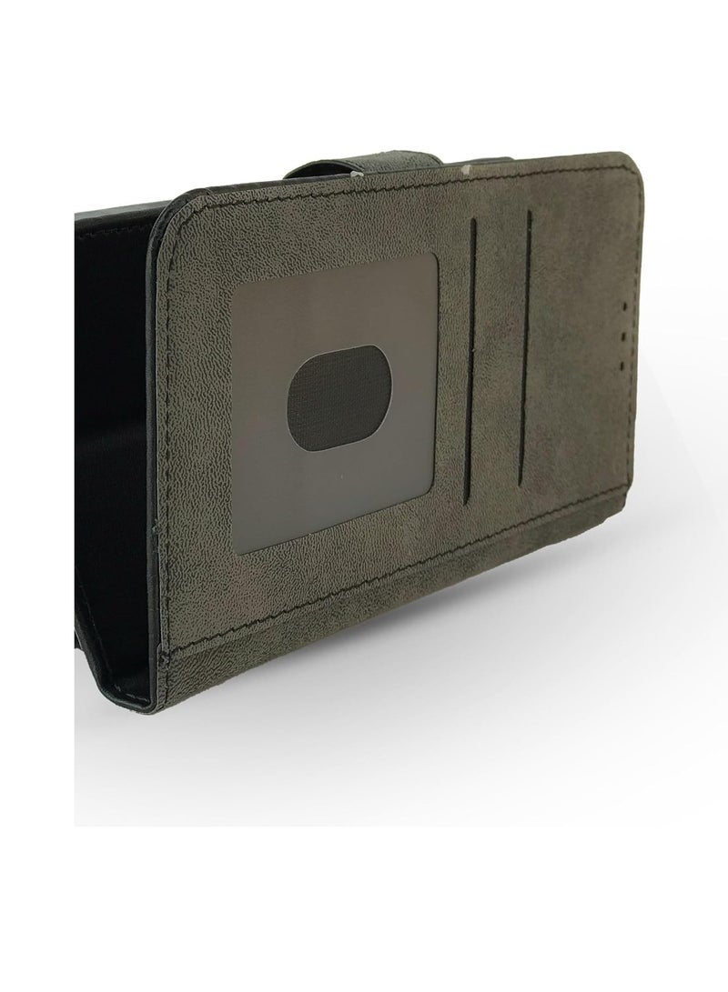 For Nokia 3.1 Leather Flip Case with Card Slot, Kickstand, Magnetic Closure Strap, Includes Inner Wallet, Silicone & TPU - Black - Image 4