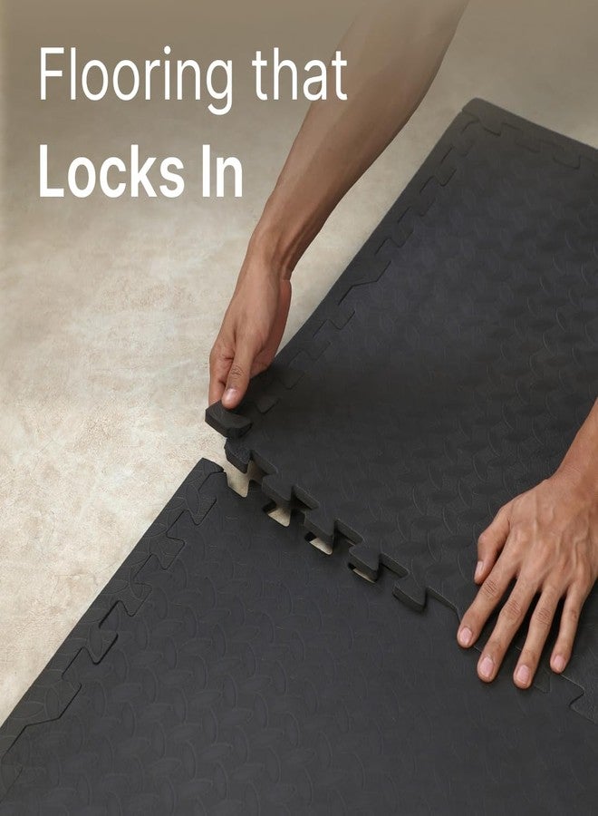 Cult EVA Foam Interlocking Workout Mat Tiles - Shock-Absorbing, Anti-Slip, Protective Gym Flooring for Home & Fitness Equipment - Cushioned, Water-Resistant, Easy to Assemble - Black - Image 3