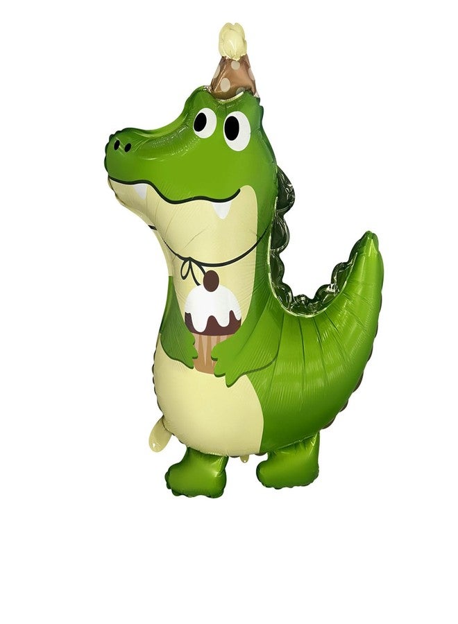 CSTYWC 2PCS Cute Green Alligator Balloons Happy Birthday Day Crocodile Mylar Balloons for Alligator Themed Birthday Party Decorations - Image 2