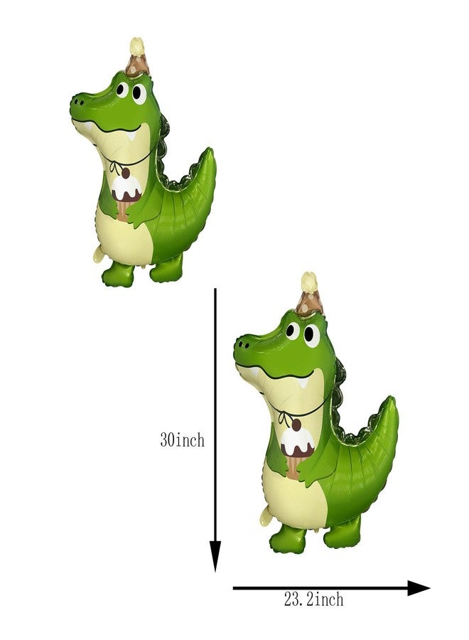 CSTYWC 2PCS Cute Green Alligator Balloons Happy Birthday Day Crocodile Mylar Balloons for Alligator Themed Birthday Party Decorations - Image 3