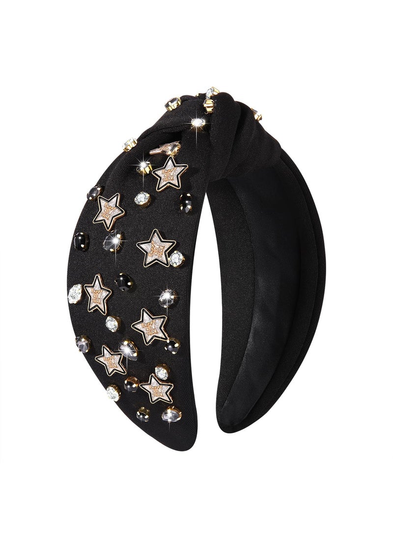 HZEYN - New Years Eve Headband for Women 2025 Happy New Year Star Headband Crystal Jeweled Knotted Headband Holiday Accessories New Year Stars - Image 1