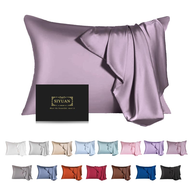 SIYUAN Mulberry Silk Pillowcase for Hair and Skin,Cooling Silk Pillow Case with Hidden Zipper,Allergen Proof Dual Sides Soft Breathable Smooth Silk Pillow Cover for Women (Pink Purple,Toddler) - Image 1