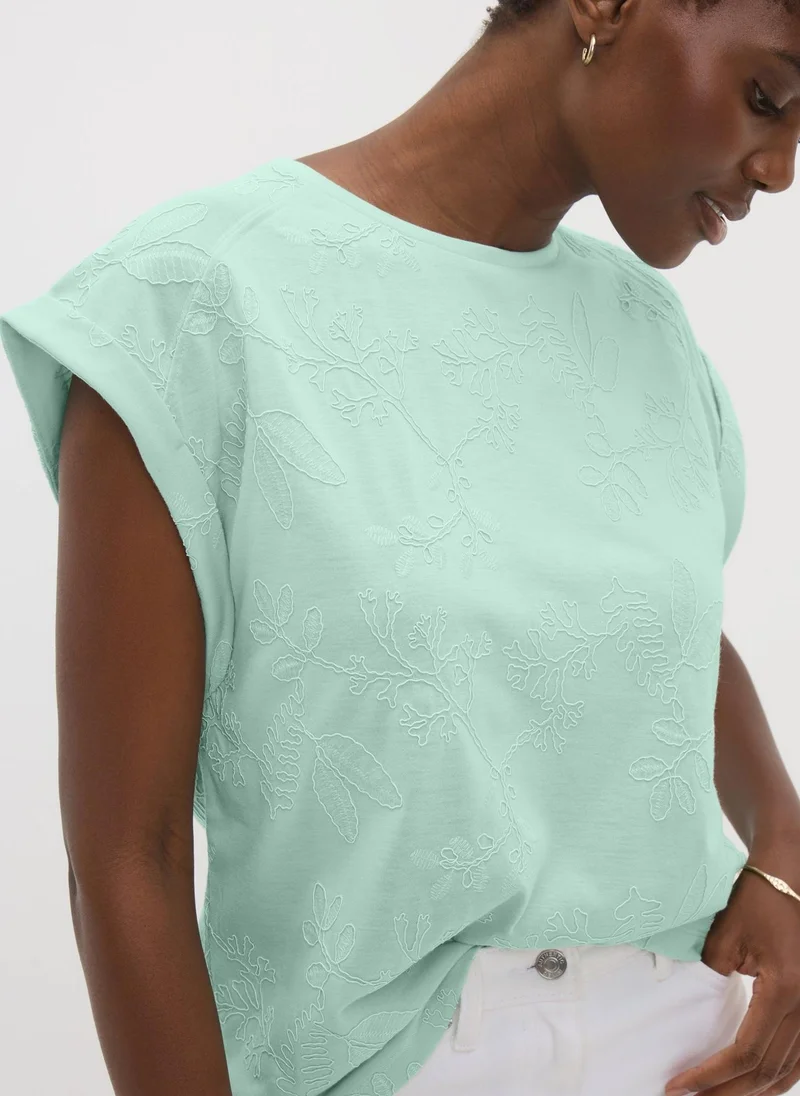 Matalan Aqua Rolled Sleeve T-Shirt