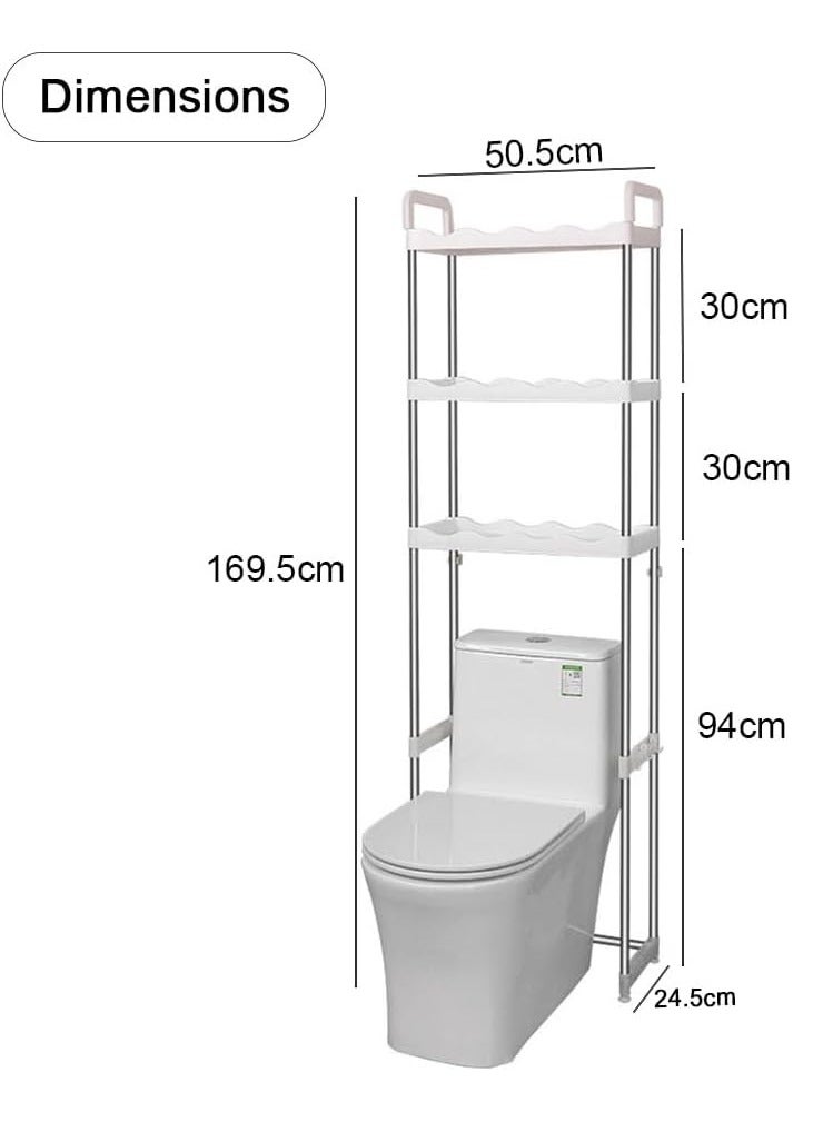 بلومنغ تايم رف حمام من 3 طبقات فوق المرحاض، رف حمام من الفولاذ المقاوم للصدأ، سعة 30 كجم، منظم تخزين موفر للمساحة - Image 2