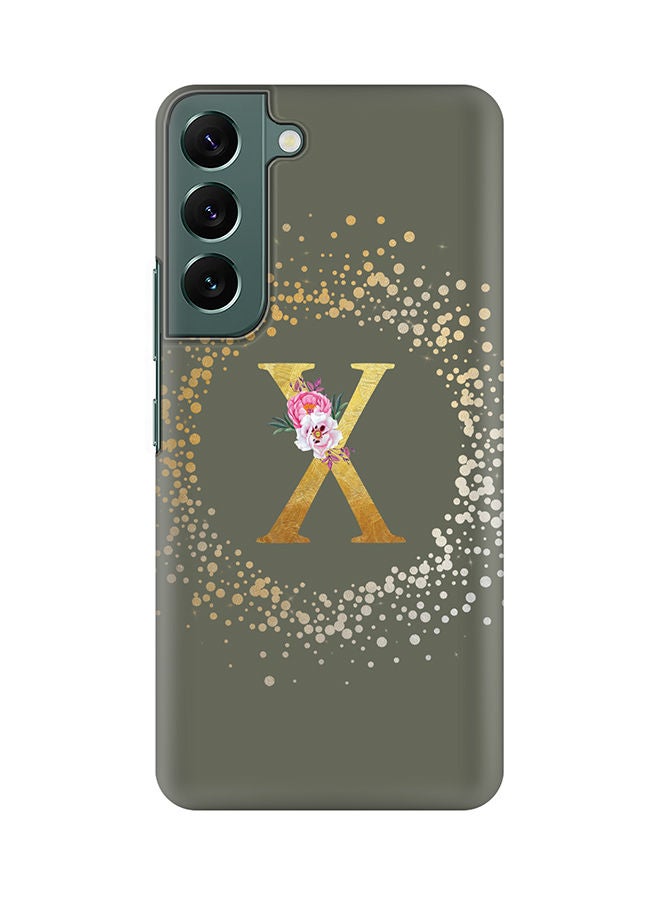 Stylizedd Monogram Slim Cover for Samsung Galaxy S22+ 5G Case Custom Initials Letter Floral Pattern Snap Series Mobile Cover Matte Alphabet  - X (Olive Green) - Image 1