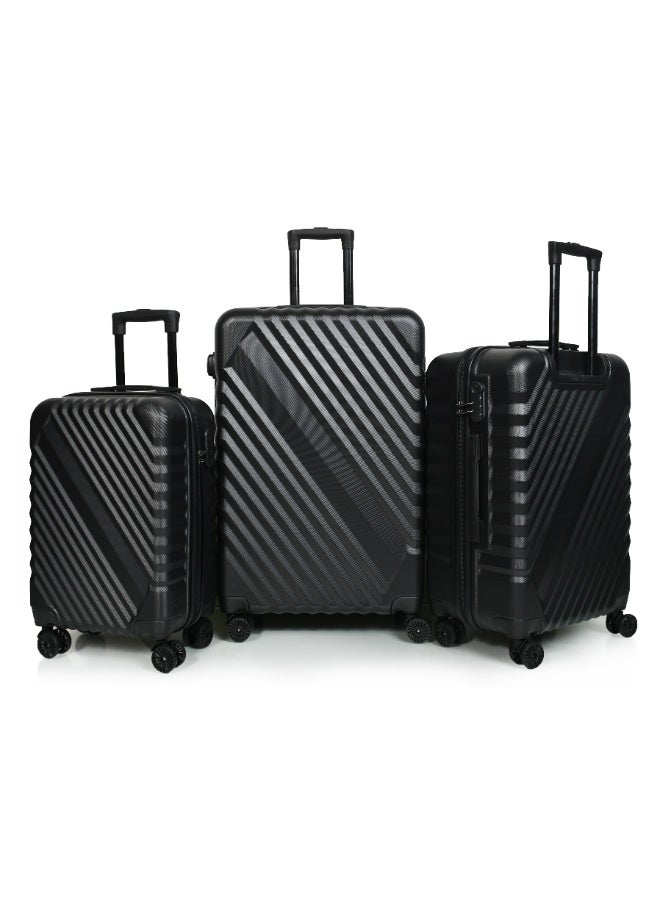 مورانو طقم شنط سفر لون اسود مكون من 3 حقائب أمتعة 4 عجلات - Image 1