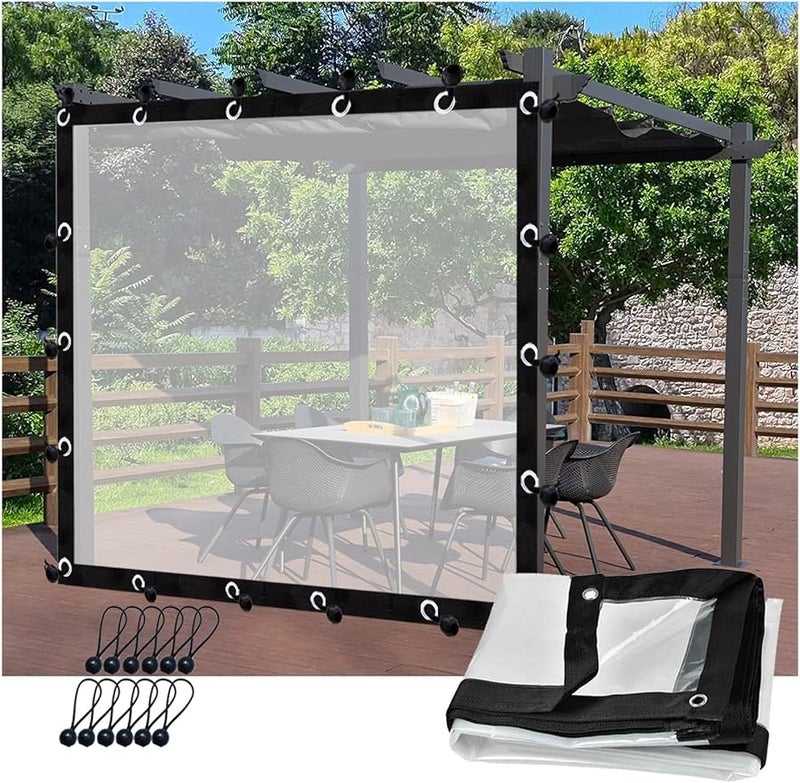 Clear Waterproof Tarp Curtain 10x16 Feet With Grommets For Outdoor Gazebo Patio Porch Partition Screen - Image 2