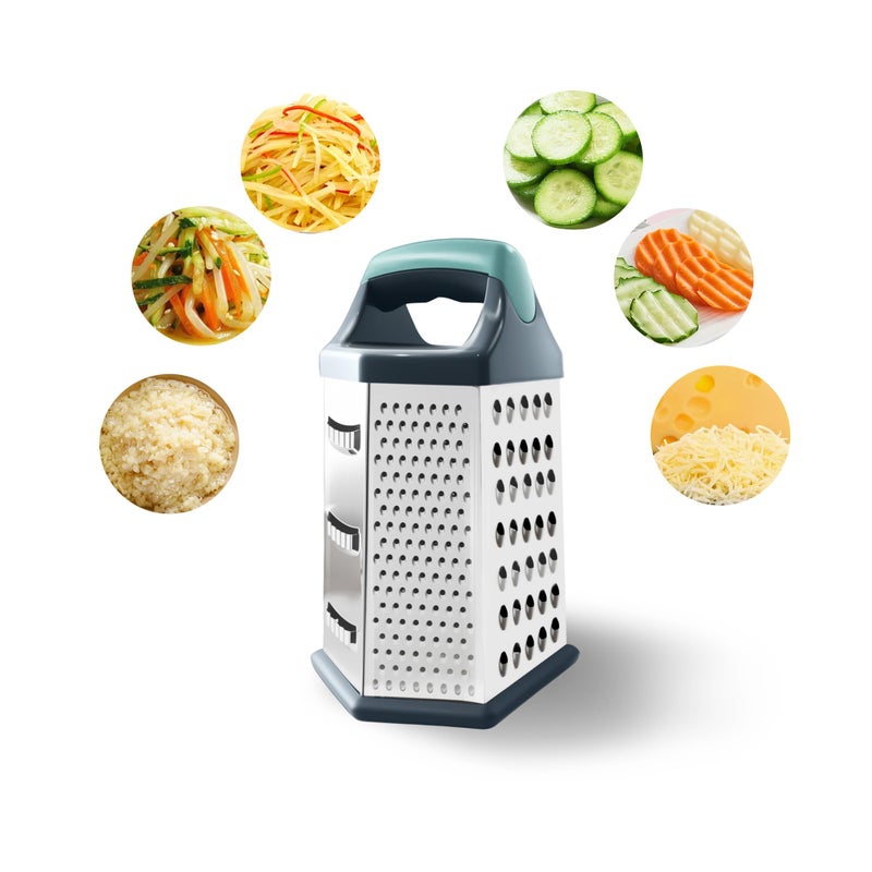 Kofebe Cheese Grater, Box Graters for Kitchen, 6 Sides Stainless Steel Food Shredders for Cheese Vegetables Potatoes Carrot - Image 1