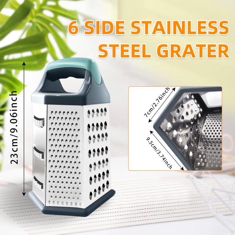 Kofebe Cheese Grater, Box Graters for Kitchen, 6 Sides Stainless Steel Food Shredders for Cheese Vegetables Potatoes Carrot - Image 5