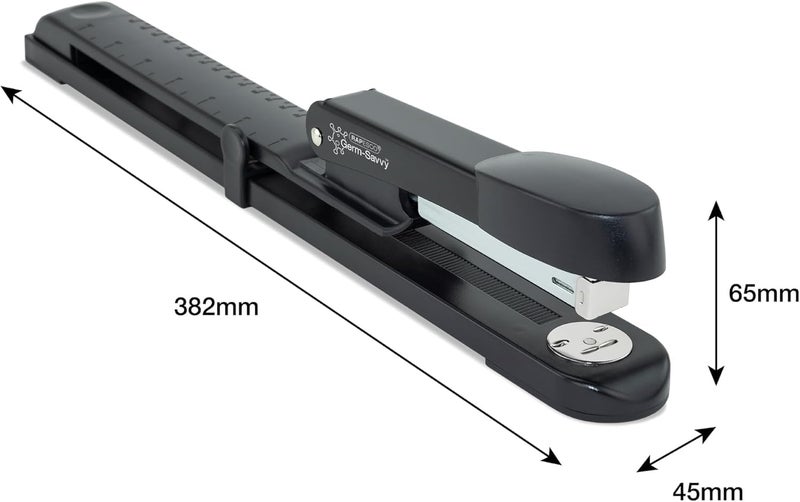 RAPESCO 1464 Germ-Savvy Antibacterial, Marlin Long Arm Stapler & 5000 x 26/6 mm Staples, Black - Image 5