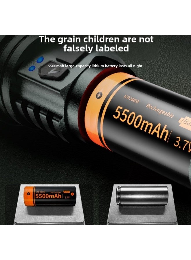 Strong Flashlight Rechargeable Outdoor Ultra-bright Portable Long-range Home Patrol Large Capacity Long Battery Life Lighting-Product Specifications:White And Yellow Double Laser  Laser Cannon/dual - Image 5