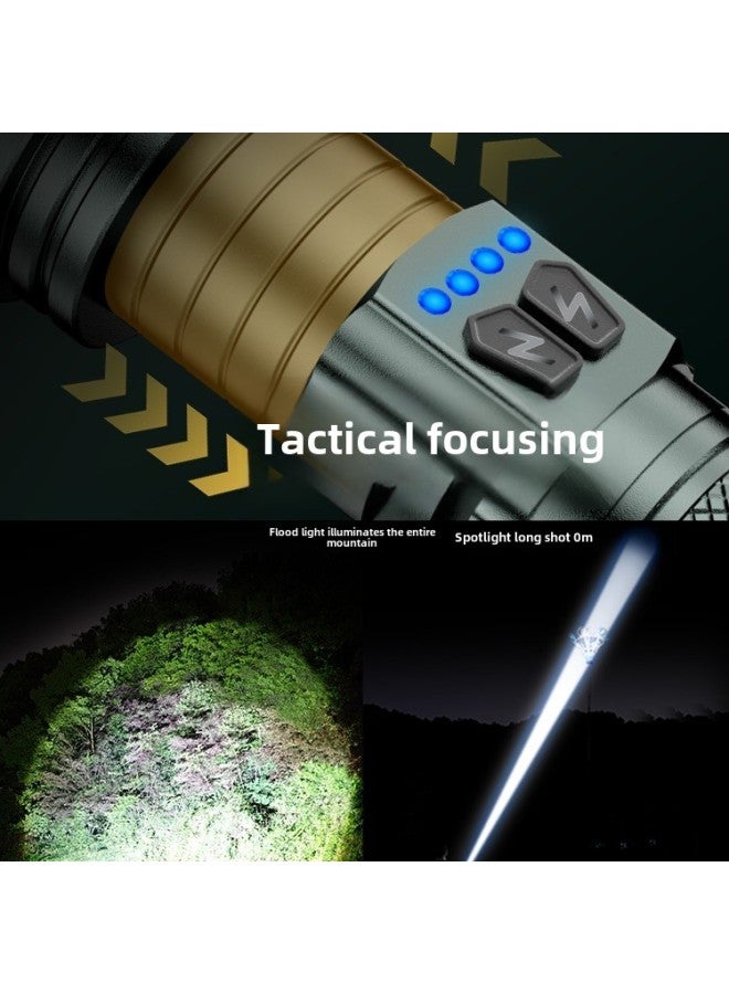 Strong Flashlight Rechargeable Outdoor Ultra-bright Portable Long-range Home Patrol Large Capacity Long Battery Life Lighting-Product Specifications:White And Yellow Double Laser  Laser Cannon/dual - Image 3