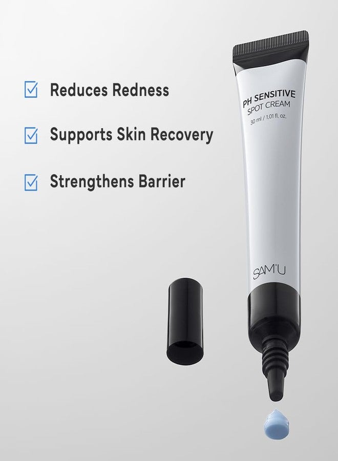 SAM'U SAM’U PH Sensitive Spot Cream - Redness Reducing Blue Cream with Guaiazulene, Ceramides & Peptides for Redness Relief and Post-Blemish Recovery - Korean Face Moisturizer 30ml / 1.01 fl.oz - Image 2
