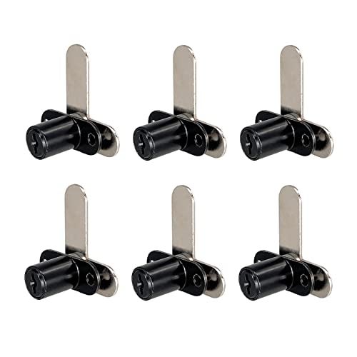 Xnrtop Cam Locks Cabinet Locks Keyed Alike， Cylinder Length Fits on 0.4'', Secure File Drawer Mailbox RV Storage Tool Box Replacement Lock Set, Zinc Alloy(5/8 Inch 6 Pcs) (Black, 19 mm) - Image 1