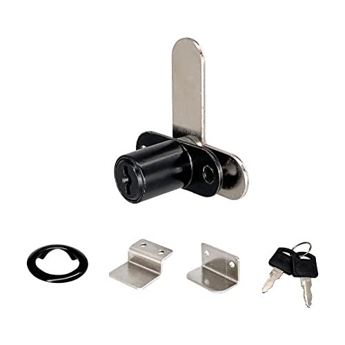 Xnrtop Cam Locks Cabinet Locks Keyed Alike， Cylinder Length Fits on 0.4'', Secure File Drawer Mailbox RV Storage Tool Box Replacement Lock Set, Zinc Alloy(5/8 Inch 6 Pcs) (Black, 19 mm) - Image 3