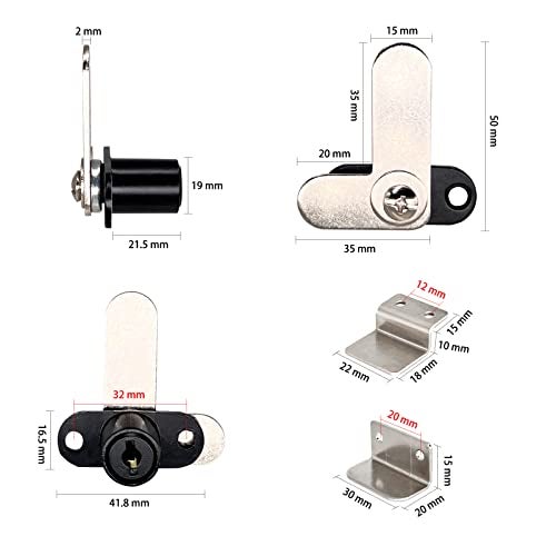 Xnrtop Cam Locks Cabinet Locks Keyed Alike， Cylinder Length Fits on 0.4'', Secure File Drawer Mailbox RV Storage Tool Box Replacement Lock Set, Zinc Alloy(5/8 Inch 6 Pcs) (Black, 19 mm) - Image 2