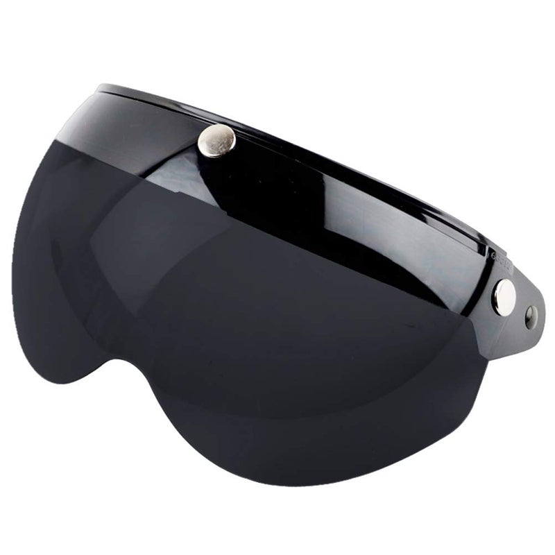 Gonetre 3 Snap Retro Helmet Visor Windproof Sun Half Face Motorcycle Helmets Visor for Motorcycle PC Lens 1 Pcs BlackDark Brown - Image 2