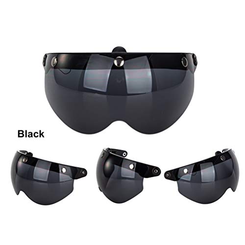 Gonetre 3 Snap Retro Helmet Visor Windproof Sun Half Face Motorcycle Helmets Visor for Motorcycle PC Lens 1 Pcs BlackDark Brown - Image 3