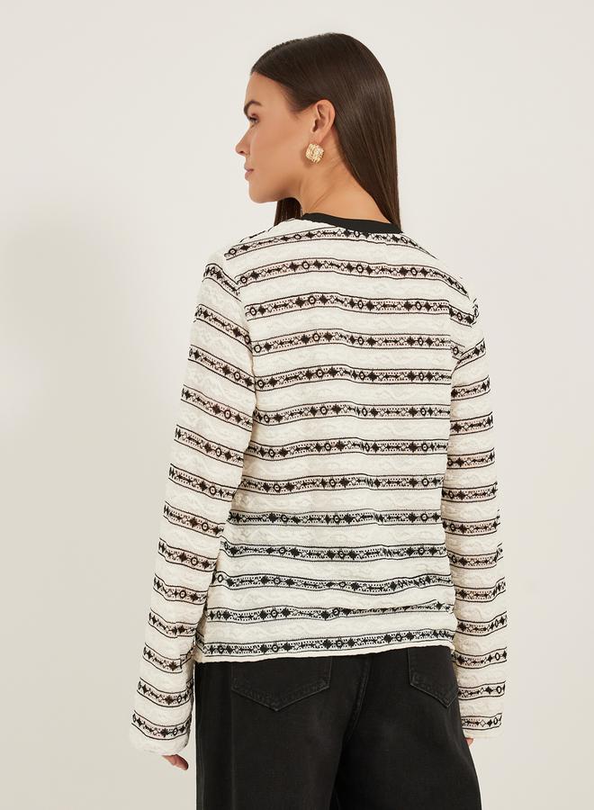 تايك تو تيشيرت بأكمام طويلة مخطط بنقوش من ستايلي - Image 5