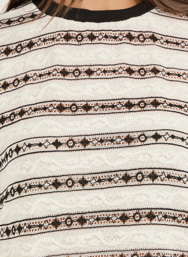 تايك تو تيشيرت بأكمام طويلة مخطط بنقوش من ستايلي - Image 4