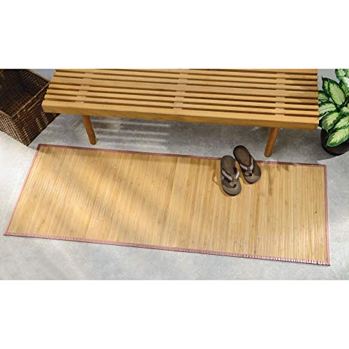 InterDesign iDesign Bamboo Non-Skid Water-Resistant Floor Mat, The Formbu Collection – 24" x 72”, Natural Tan - Image 4