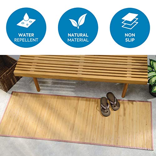 InterDesign iDesign Bamboo Non-Skid Water-Resistant Floor Mat, The Formbu Collection – 24" x 72”, Natural Tan - Image 2