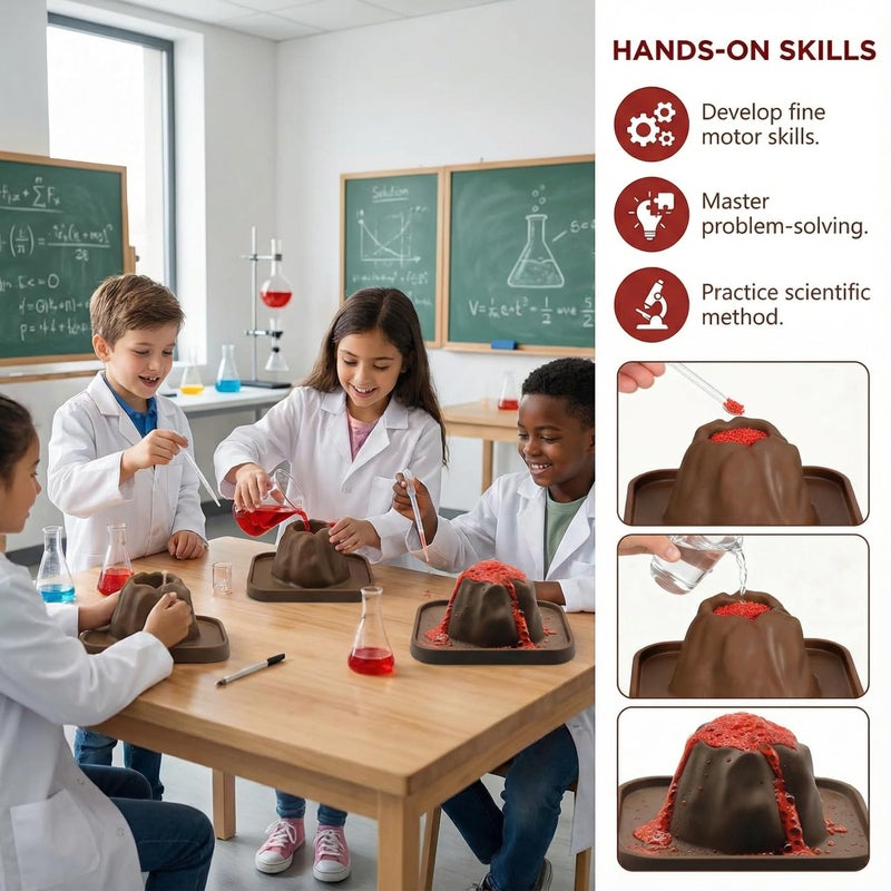 jarbins 10Pcs Volcanic Model School Figure Model Experiment for Volcano Science Kit Volcano Eruption Toy DIY Demonstration Props - Image 4