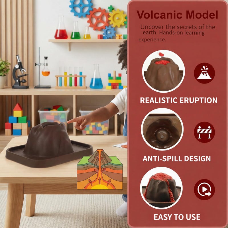 jarbins 10Pcs Volcanic Model School Figure Model Experiment for Volcano Science Kit Volcano Eruption Toy DIY Demonstration Props - Image 3