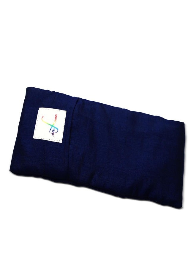 MeFree Eye Pillow for Relaxation, Silk Eye Pillow with flaxseeds, Small,Perfect for Sleeping, Yoga, Meditation, Handwash outer case | Length: 10cms, Width: 21.5cms, 200 grams | Navy Blue - Image 1