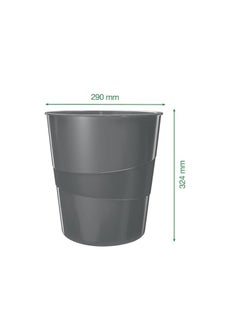 LEITZ Leitz 5278-01-95 (15 Litre) Waste Bin, Plastic, Wow Range, Black  - Image 3