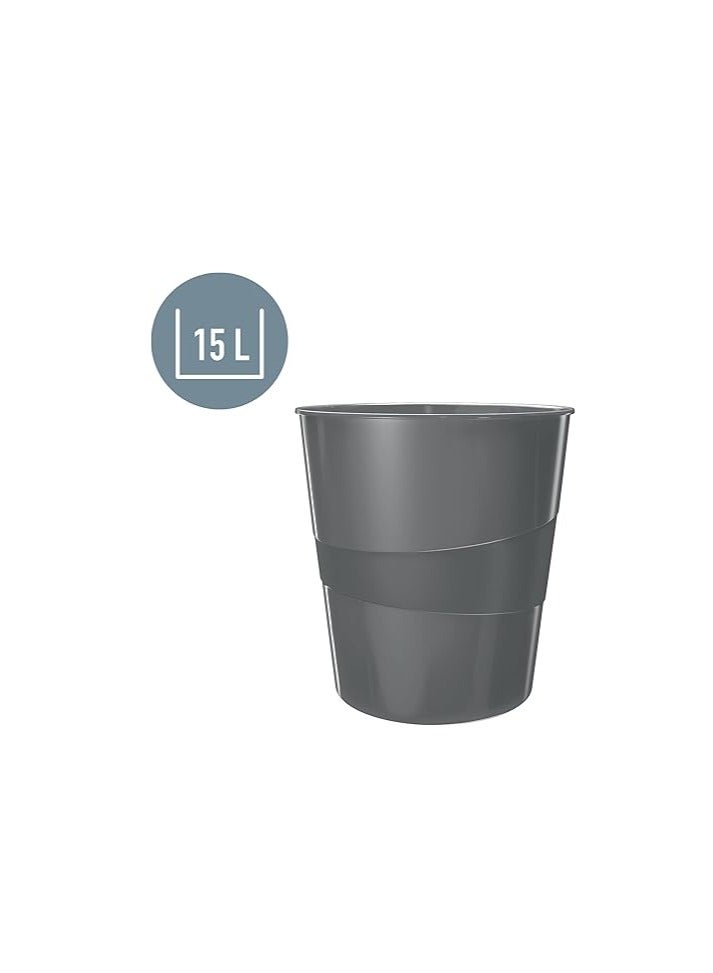 Leitz 5278-01-95 (15 Litre) Waste Bin, Plastic, Wow Range, Black - Image 4