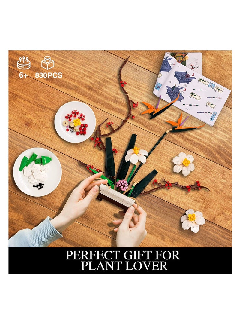 واي آند دي SYOSI Flowers Botanical Collection Building Sets for Adults Bonsai Plants Artificial Flower Kits Home Office Decor Display Creative Toy Gift Girls Women(830 PCS) - Image 4