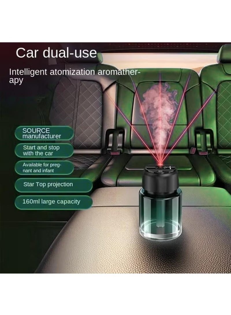 JAJEEK Green USB Car Essential Oil Diffuser with Starry Light Projection – 160ml Mini Aromatherapy Humidifier for Car, Home, Office & Bedroom – Cool Mist Air Purifier with LED Mood Lighting – Quiet, Compact Design for Relaxation, Sleep & Stress Relief - Image 4