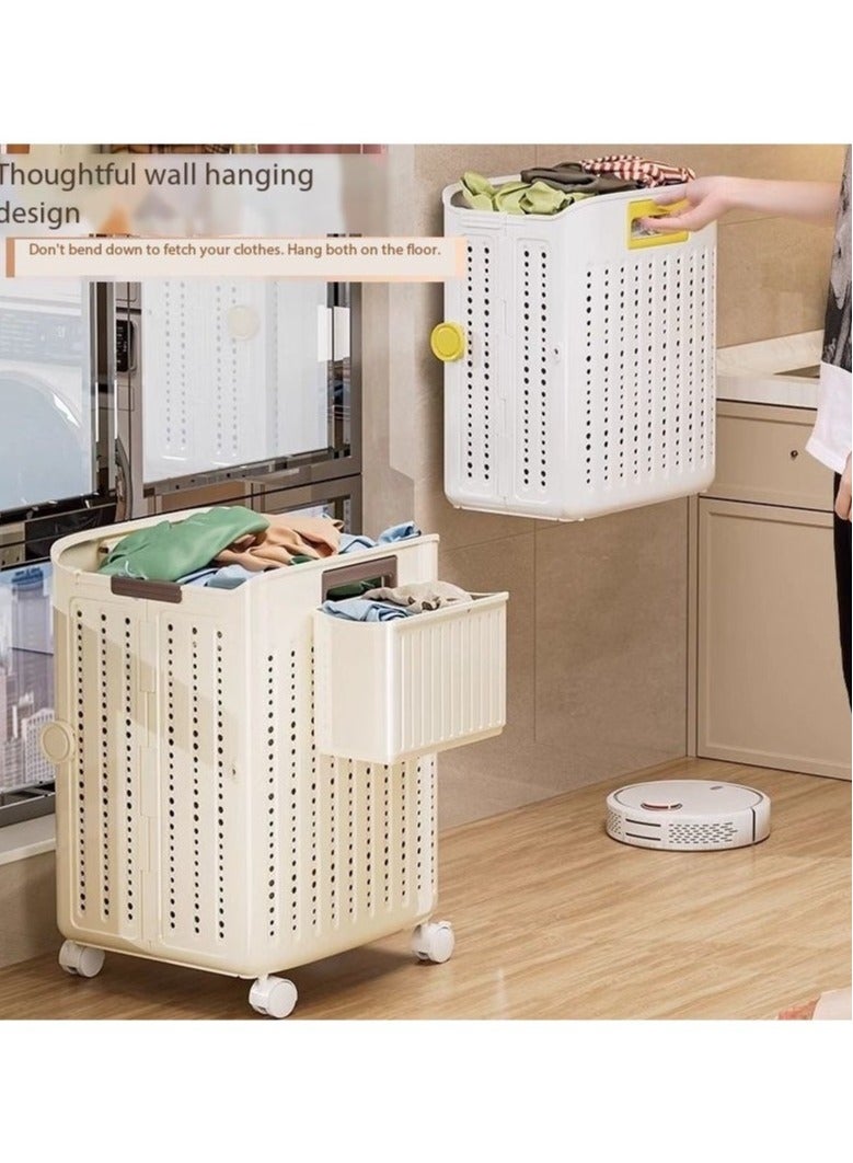 JOMILA Rolling Laundry Hamper.Large Capacity Clothes Hampers for Laundry, Plastic Collapsible Laundry Baskets with Wheels, Install-Free & Easy toTransport to Laundry Room - Image 5