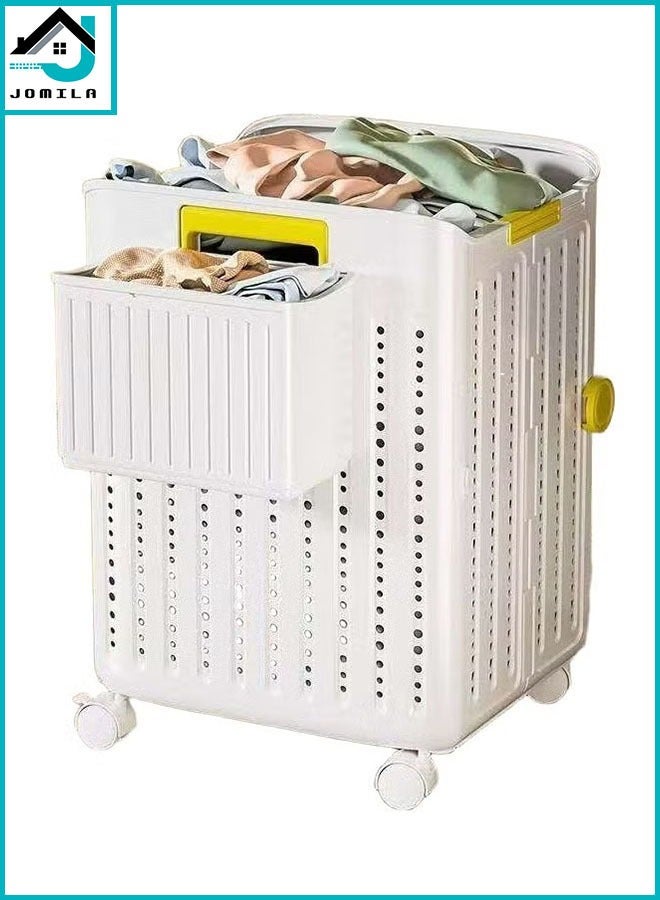 JOMILA Rolling Laundry Hamper.Large Capacity Clothes Hampers for Laundry, Plastic Collapsible Laundry Baskets with Wheels, Install-Free & Easy toTransport to Laundry Room - Image 1