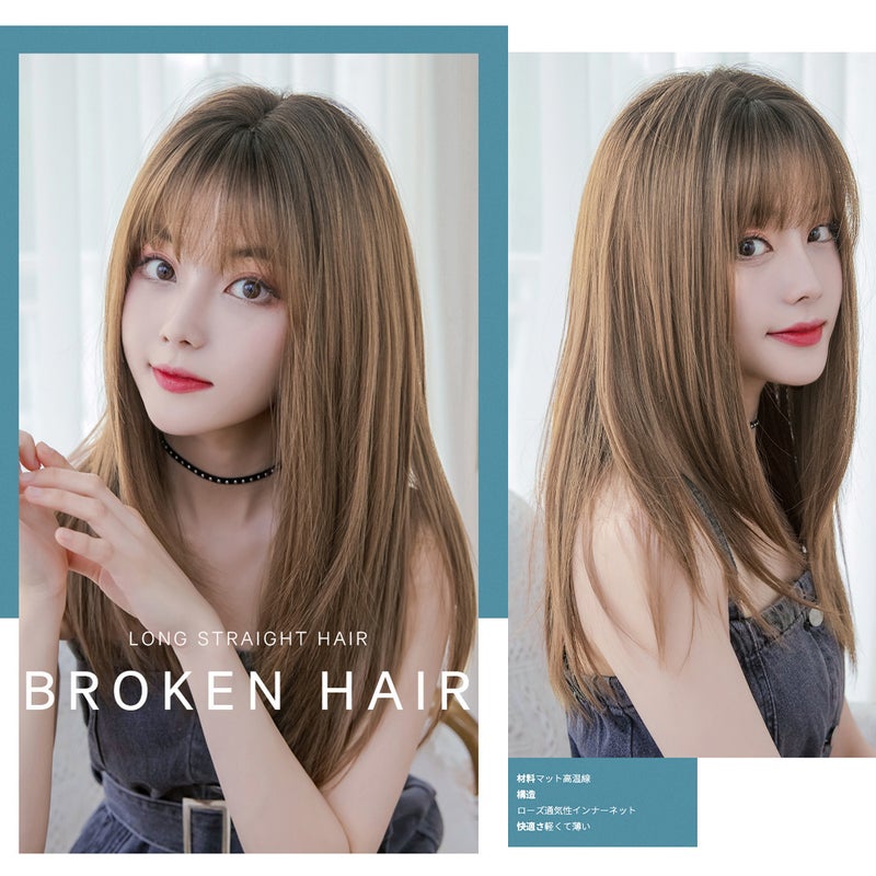 Long Black Straight Wig with Bangs and Wig Cap Wig Human Hair Glueless Natural Layered Synthetic Wigs 22 Inch - Image 5