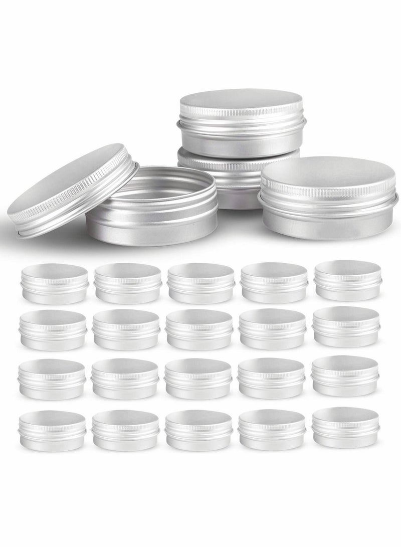 Y&D Round Aluminum Metal Tin Storage, 24 Pcs Jar Containers with Secure Screw Top Lids - Image 1